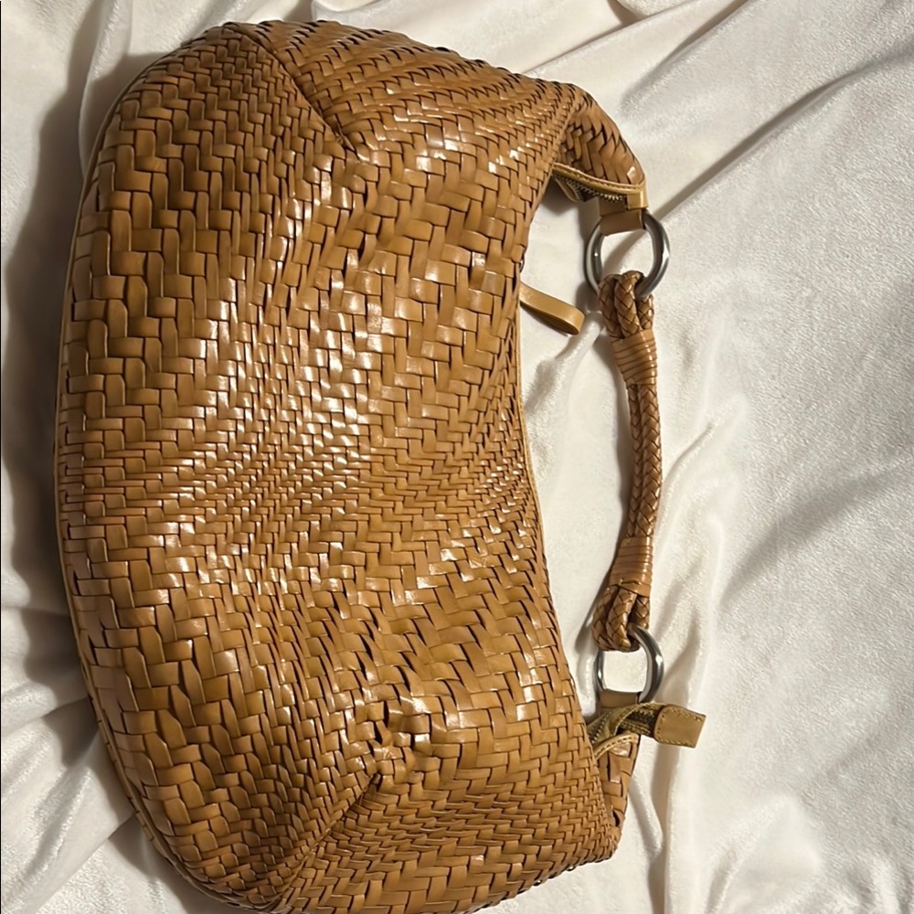 Cole Haan Tan Hobo Bag with Woven Texture